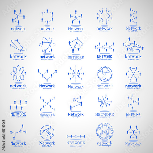 People Network Icons Set - Isolated On Gray Background - Vector Illustration, Graphic Design. For Web, Website, Print Materials