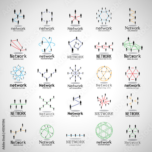People Network Icons Set - Isolated On Gray Background - Vector Illustration, Graphic Design. For Web, Website, Print Materials
