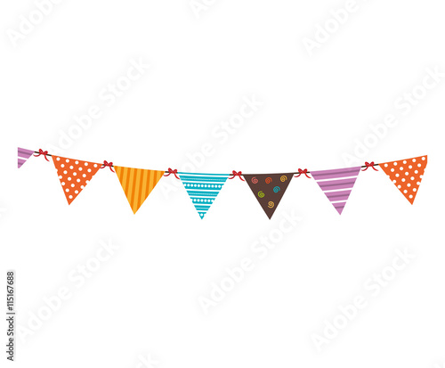 Colorful pennants for celebrations, isolated flat icon vector illustration.