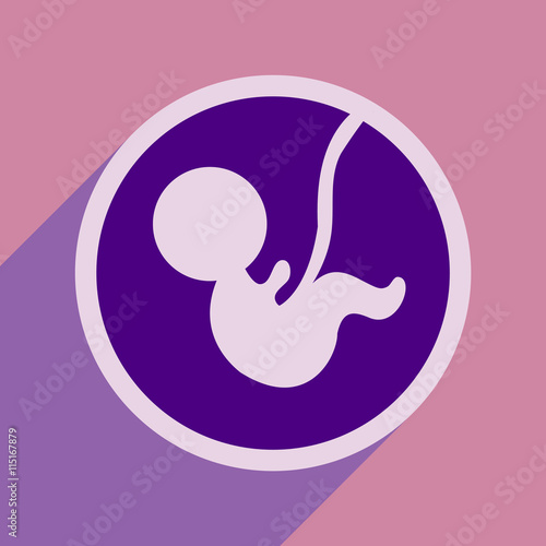 flat icon with long shadow child in womb
