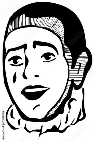 vector sketch white mime smiling