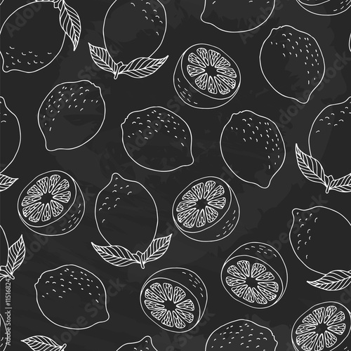 Seamless lemons chalkboard background