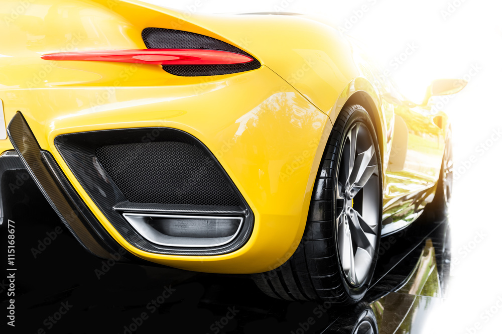Back of a yellow sport car