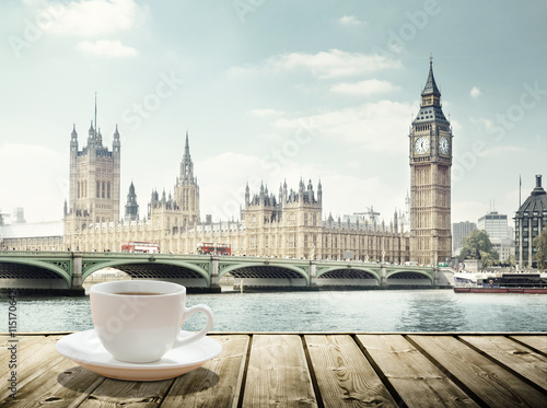 Photography Big Ben and cup of coffee, London, UK