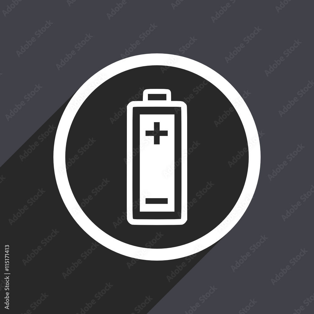 Flat design gray web battery vector icon Flat design gray web battery vector icon