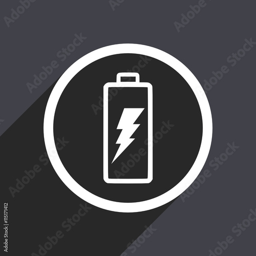 Flat design gray web battery vector icon