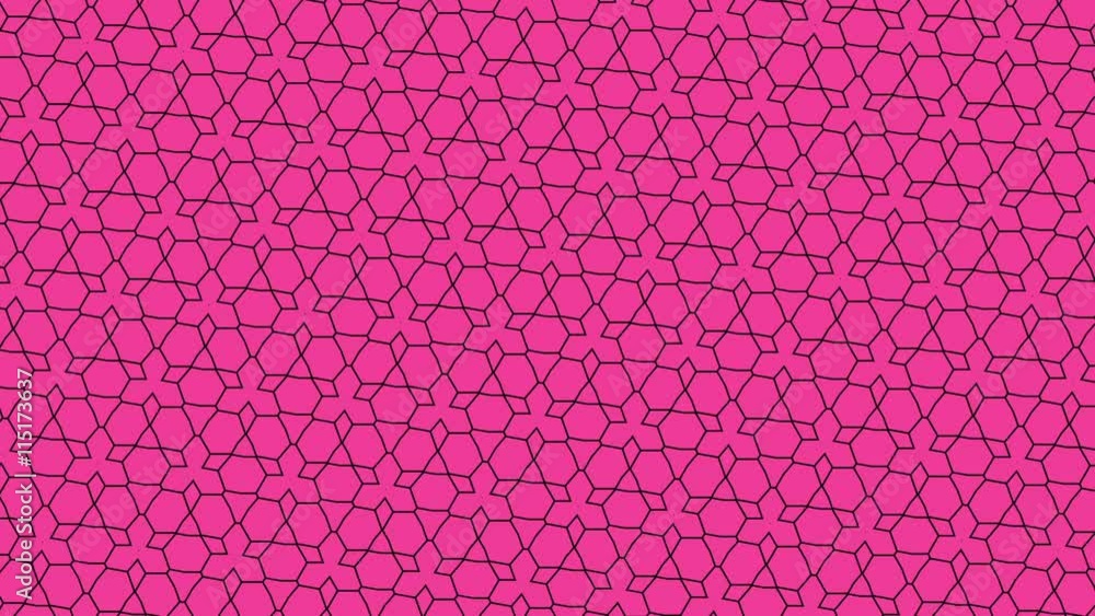 Animacion digital  en malla geometrica y de color rosa que gira
