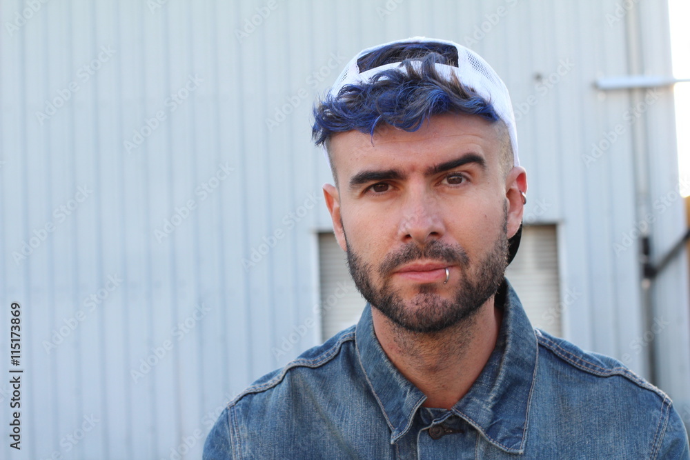 Emotional glamorous urban blue hair disco punk fashion style Emotional glamorous urban blue hair disco punk fashion style