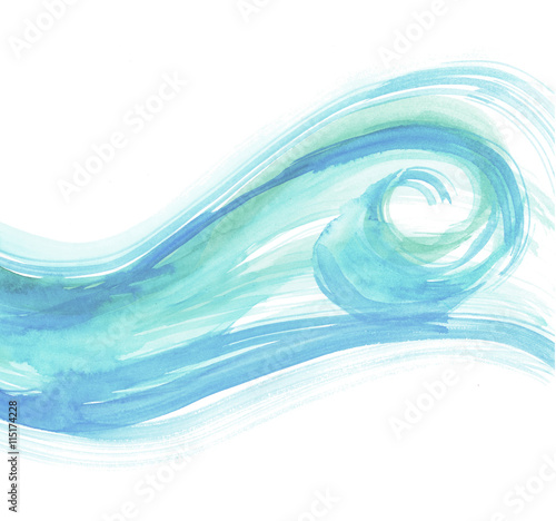 Obraz na płótnie wzór tła fale. ilustracja akwarela morze. niebieski wate