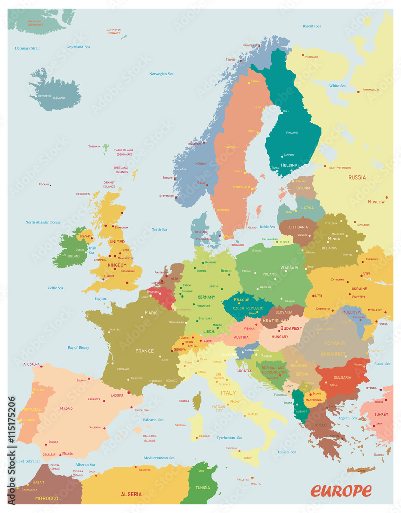 Naklejka premium Original map of Europe.