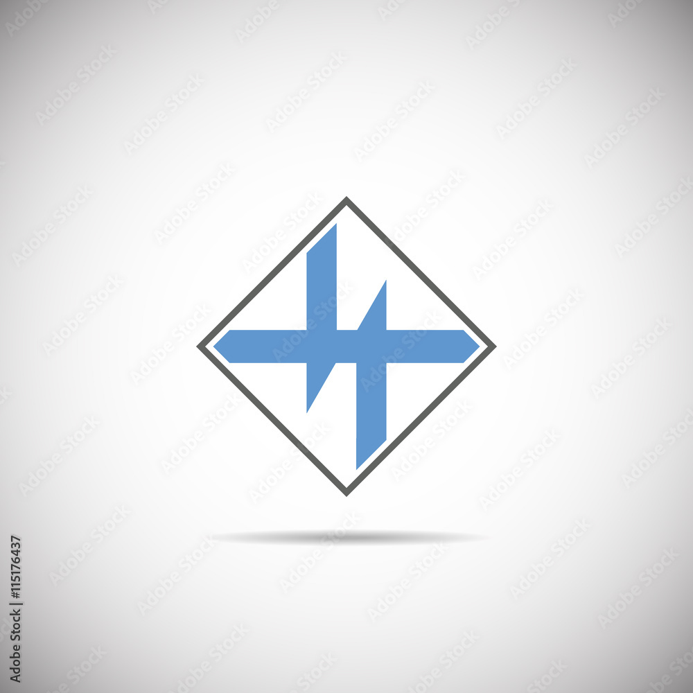 Fototapeta premium Blue and black vector logo on white background