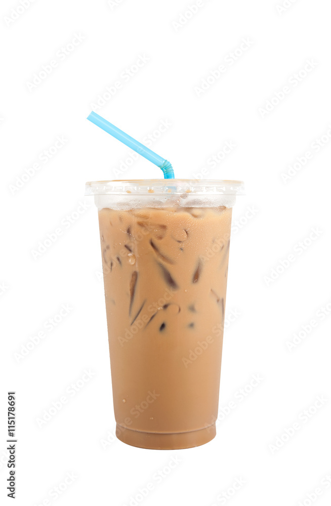 Ice coffee with milk sweet drink isolated, Clipping path Ice coffee with milk sweet drink isolated, Clipping path