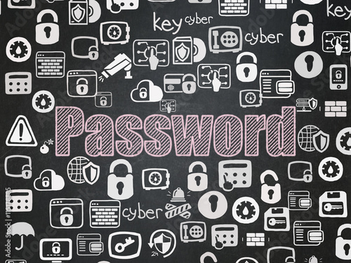 Safety concept: Password on School board background