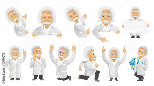 Vector set of gray-haired old man illustrations.