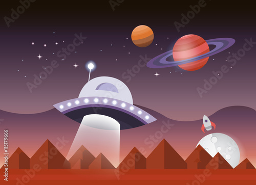 Fototapeta Naklejka Na Ścianę i Meble -  Illustration space landscape