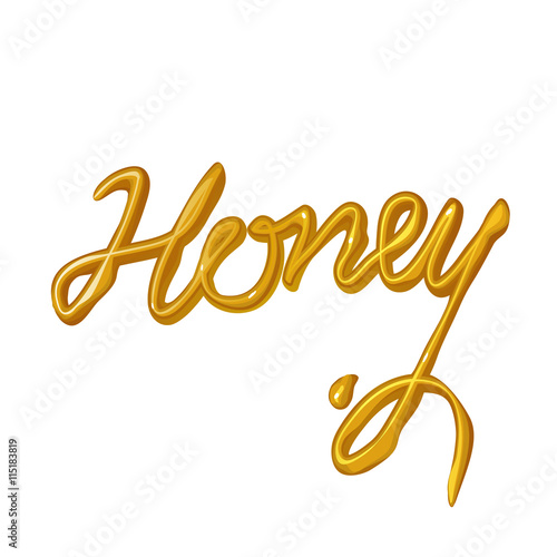'Honey' label. Vector design, isolated background.