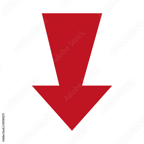 Red cursor arrow isolated flat icon, vector illustration graphic.