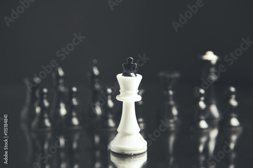Canvas Print chess pieces on black background