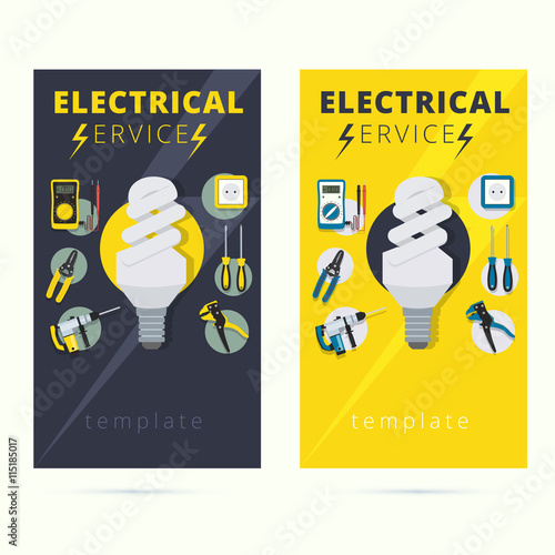 Set of electrical services vector business card concept design