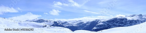 Panorama of snow-capped mountains