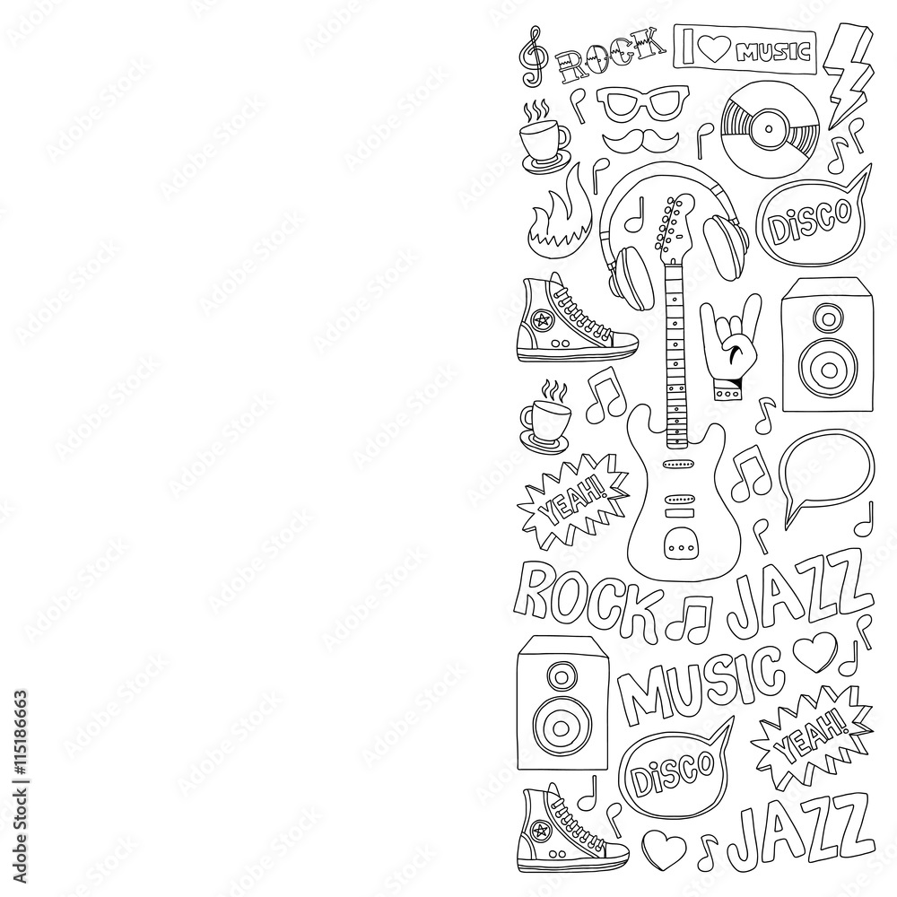 Vector doodle set with music hand drawn elements Vector doodle set with music hand drawn elements