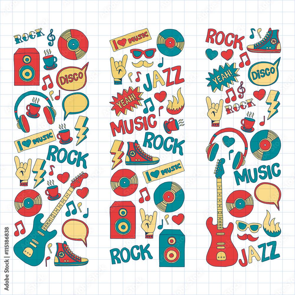Doodle vector icons Music and sound Doodle vector icons Music and sound