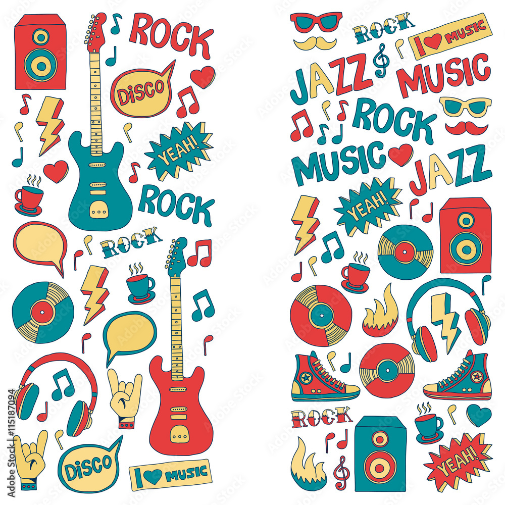 Doodle vector icons Music and sound Doodle vector icons Music and sound