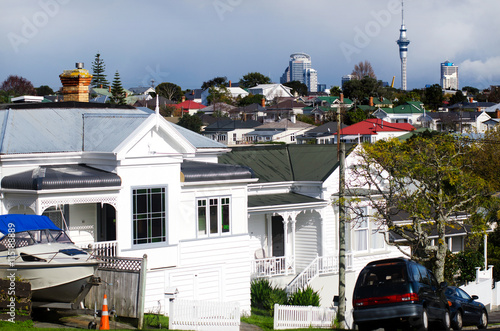 Auckland CBD skyline as seen from Devonport New Zealand