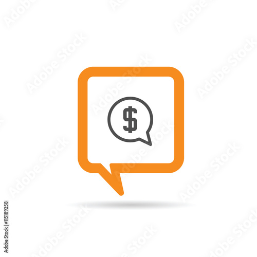 square orange speech bubble with dollar icon illustration