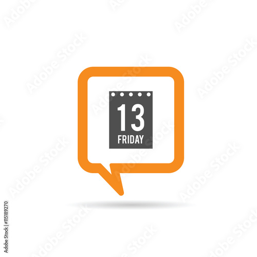 square orange speech bubble with friday 13 icon illustration