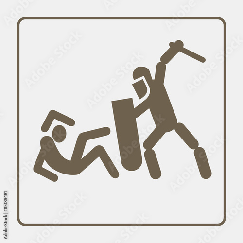 Police violence icon (pictogram). Flat vector design on isolated background.