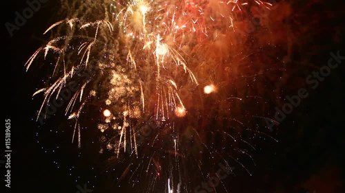 Fireworks finale over dark background