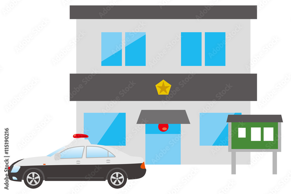 交番とパトカーのイメージイラスト Stock Vector Adobe Stock