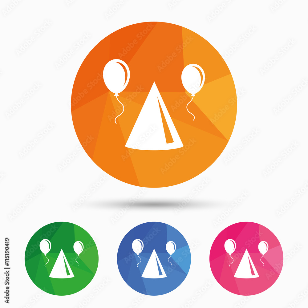 Party hat sign icon. Birthday celebration symbol Party hat sign icon. Birthday celebration symbol