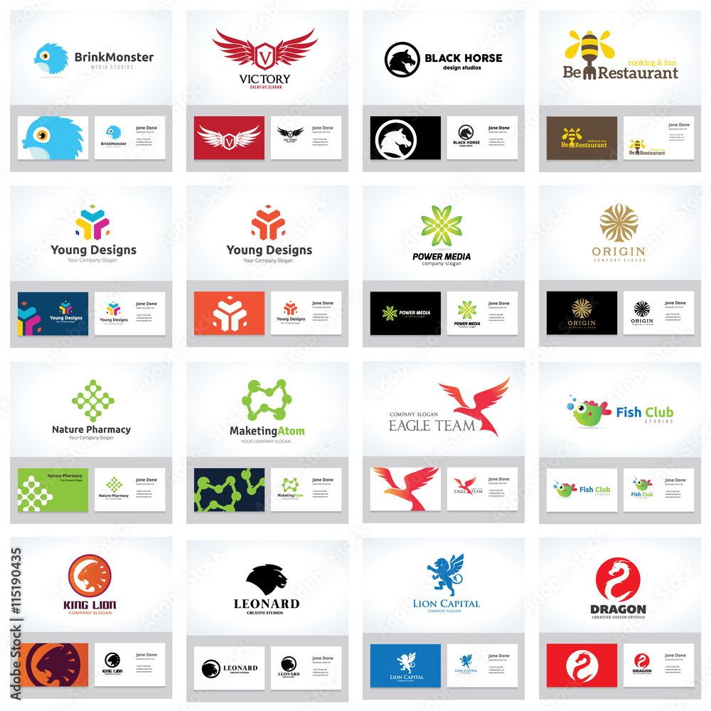 Fototapeta premium Animal Logo collection, Logo set, Eagle Logo, Lion Logo, Dragon Logo, Boutique hotel logo, Creative Logo, Business Card and brand identity.