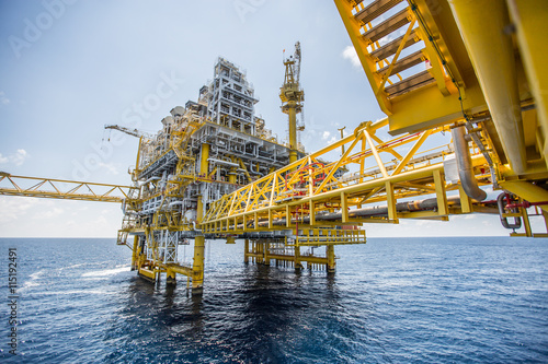 Canvastavla Offshore construction platform for production oil and gas, Oil and gas industry and hard work,Production platform and operation process by manual and auto function, oil and rig industry and operation