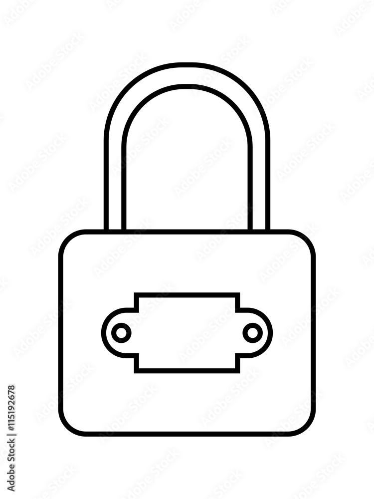 Padlock. Flat linear icon of lock isolated on white background. Padlock. Flat linear icon of lock isolated on white background.