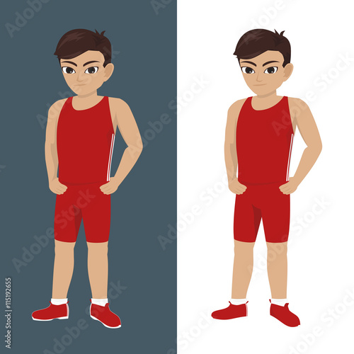 Illustration of Boy playing Wrestling Freestyle at Olympic Games