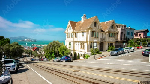 san francisco summer day famous tram hill panorama 4k time lapse usa
