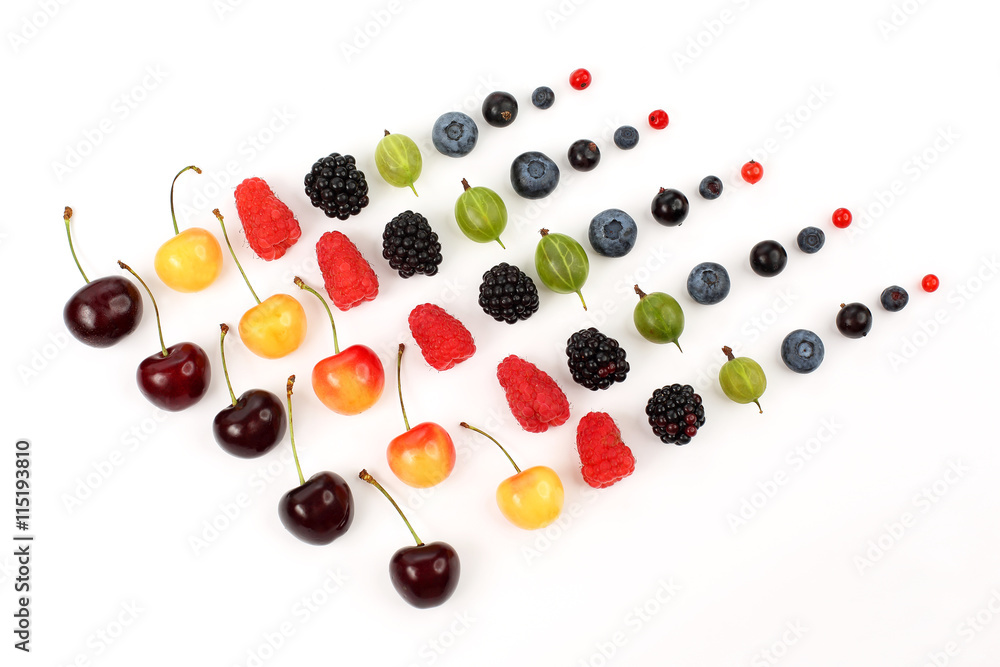 many different juicy berries are arranged in order many different juicy berries are arranged in order