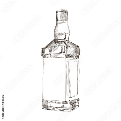liquor bottle sketch icon