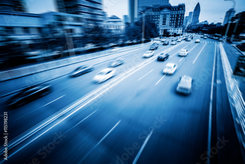 motion blurred urban traffic