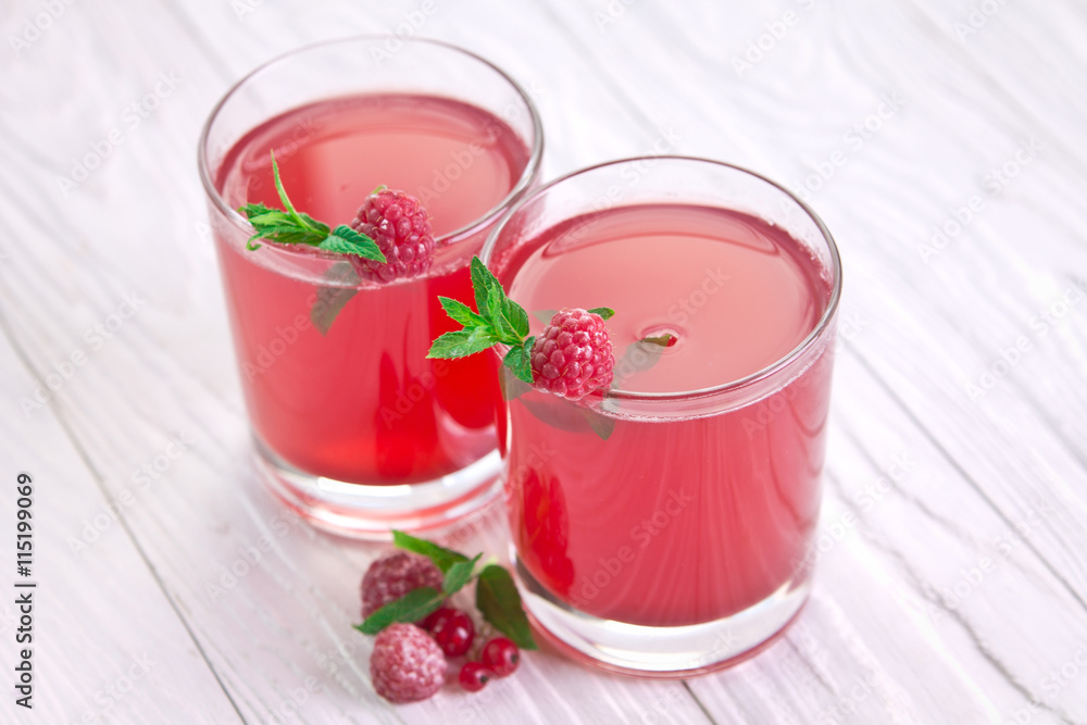 Refreshing raspberry drink with mint Refreshing raspberry drink with mint