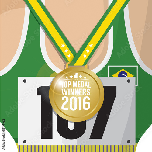 Top Medal Winner 2016 Sport Competition Concept Vector Illustration.