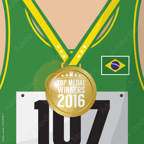 Top Medal Winner 2016 Sport Competition Concept Vector Illustration.