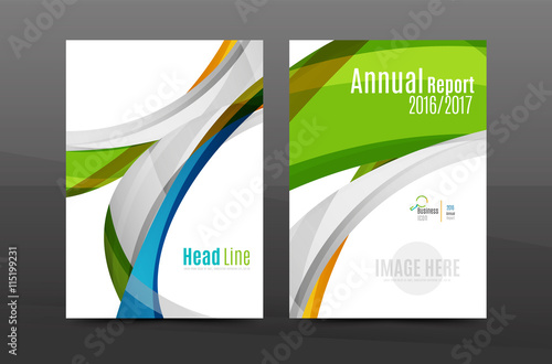 Colorful swirl design annual report cover template