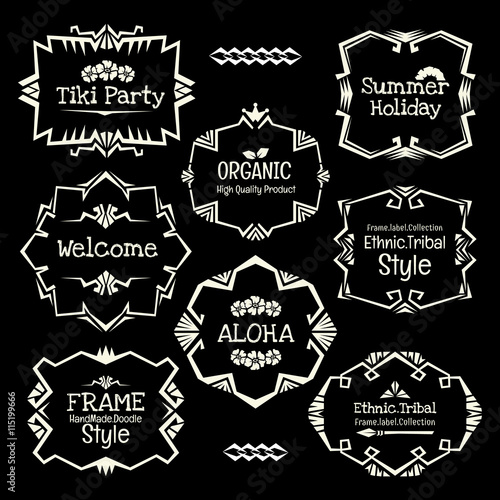 Doodle vector frame set.Ethnic Tribal  style frame collection.