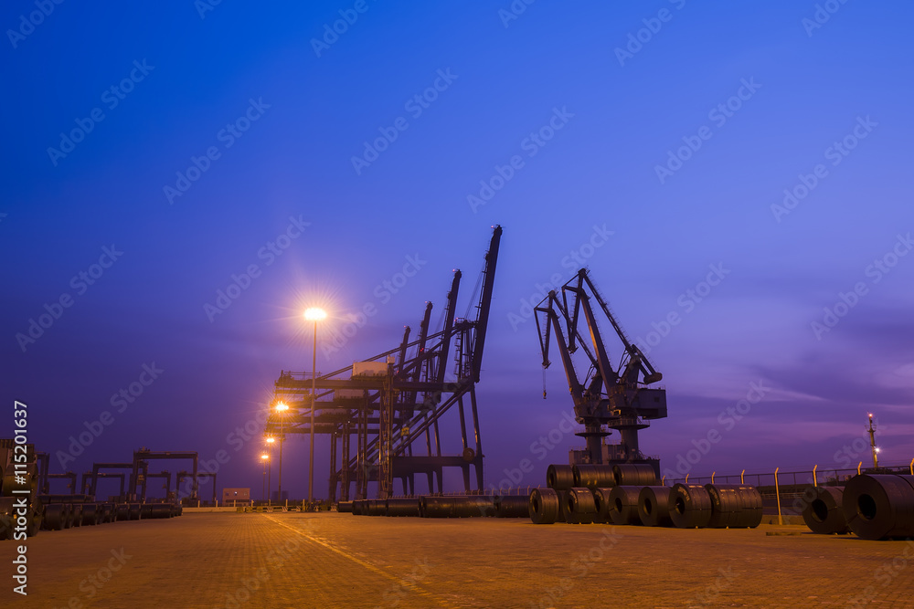 Cargo port in the evening Cargo port in the evening