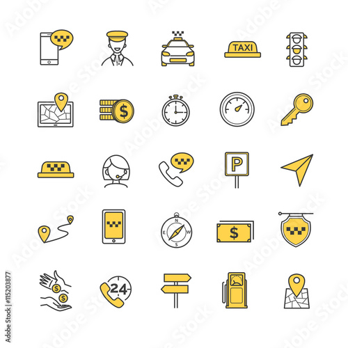 Taxi vector icons set