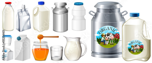 Set of contianers for milk product